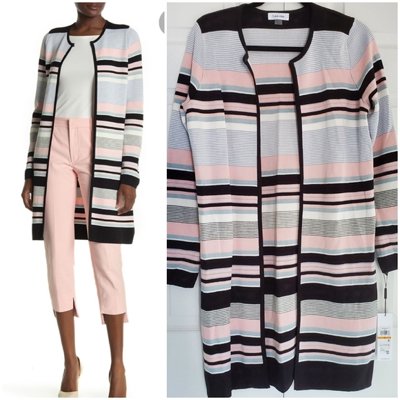 Calvin Klein Sweaters - NEW Calvin Klein Stripe / Colorblock Midi Cardigan